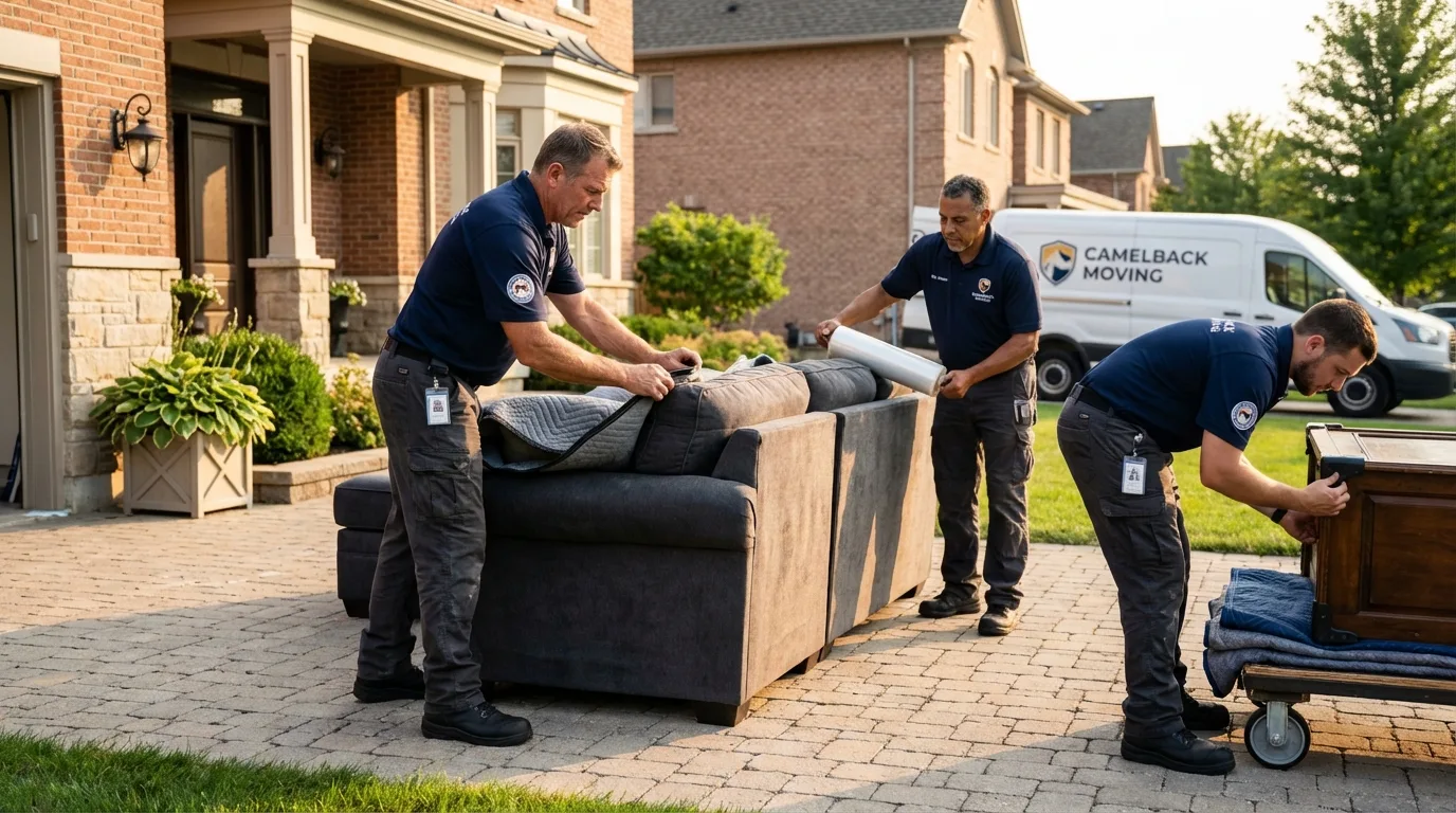 Large estate moving crew wrapping furniture in Marion, SC